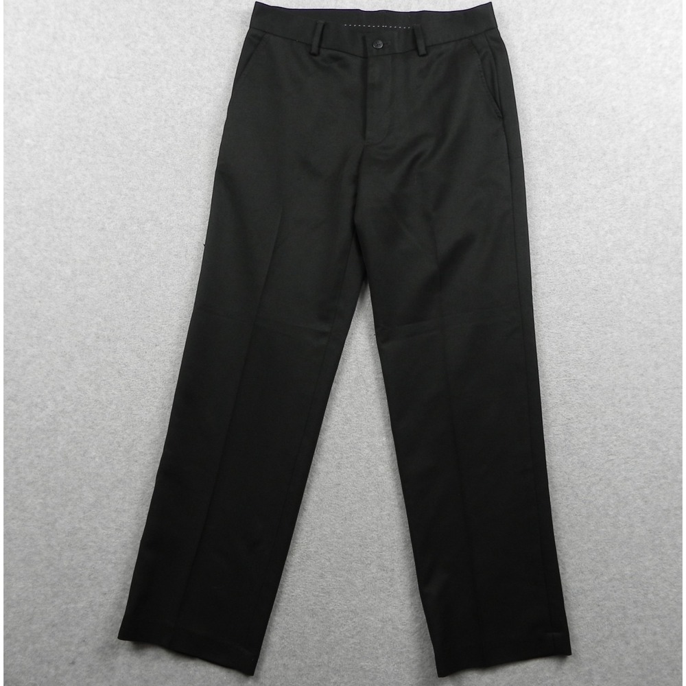 Van Heusen Pants Mens 30x30 Traveler Dress Suit Business Formal Flat Front Black
